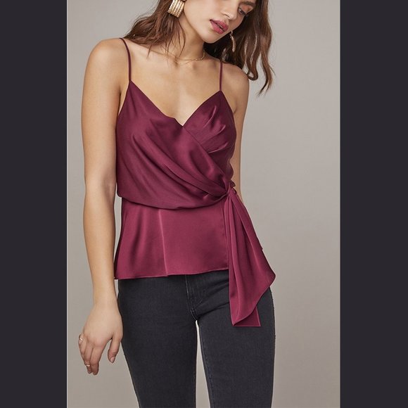ASTR | Satin Gathered Waist Cami Eggplant - Picture 3 of 8